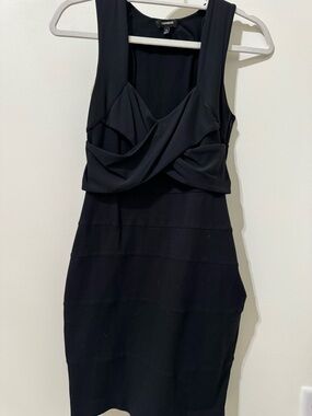 Express Black Draped Neck Mini Dress